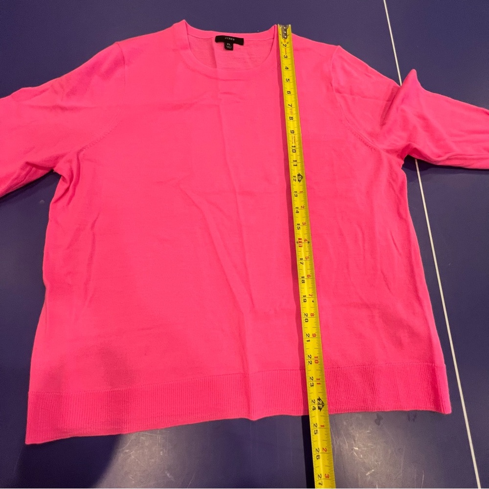 J. Crew Tippi Sweater 100% Merino Wool Hot neon Pink Long Sleeve XL extra large - Picture 10 of 12
